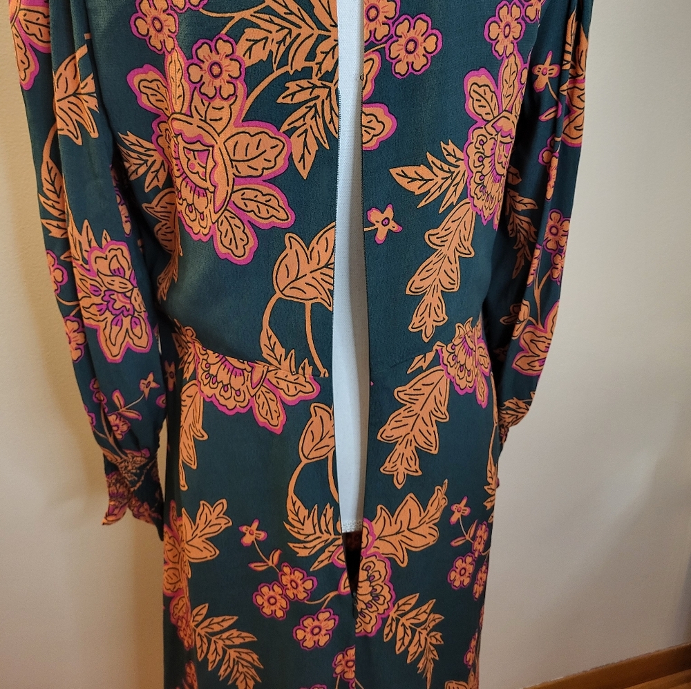 Boden Long Sleeve Floral Print Midi Dress Size 10 - Picture 7 of 8